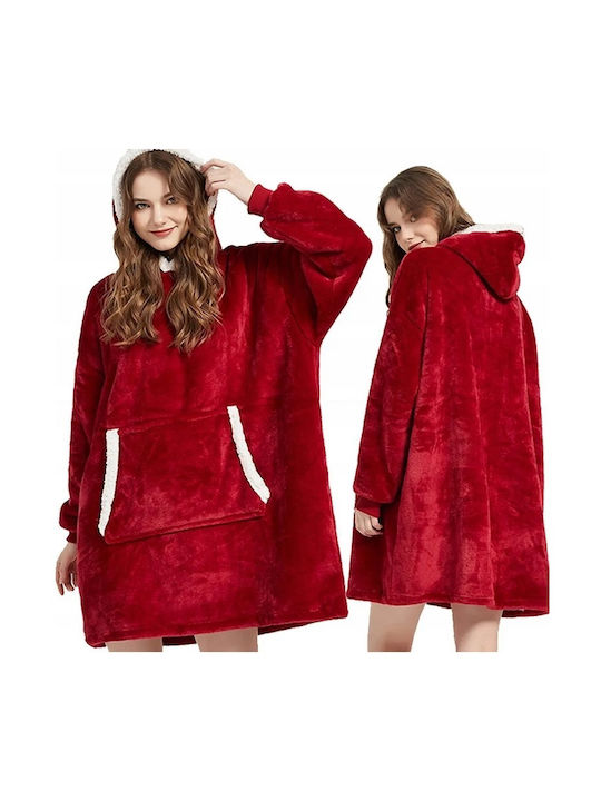 Κουβέρτα Fleece με Μανίκια 78x85εκ. Κόκκινη