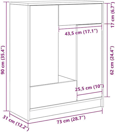 Συρταριέρα Креватокамарас Дървена Кафяв 73x31x90бр