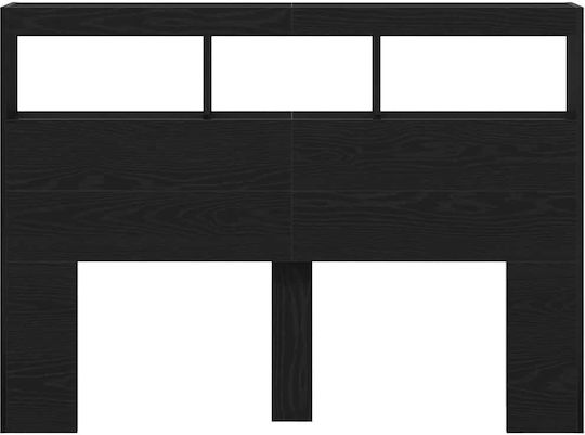 vidaXL LED Bed Headboard Wooden Black Oak 140x102cm
