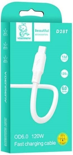 Ven-Dens USB 2.0 Cable USB-C male - USB-A 120W PD Λευκό 1m