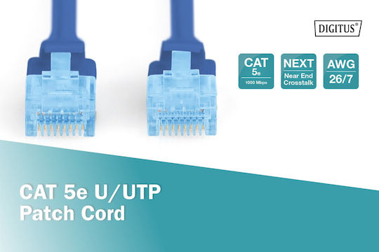 Digitus U/UTP Cat.5e Ethernet Network Cable 1m Blue 1pcs