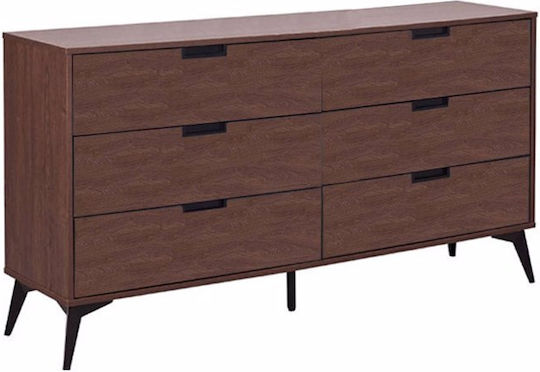 Συρταριέρα Κρεβατοκάμαρας Nuez mit 6 Schubladen Walnut 137x39x83cm