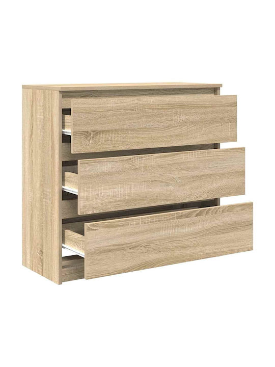 Wooden Chest of Drawers Coffee 80x35x80cm