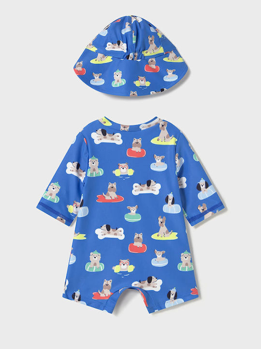 Mayoral Kids Swimwear One-Piece with Hat Blue