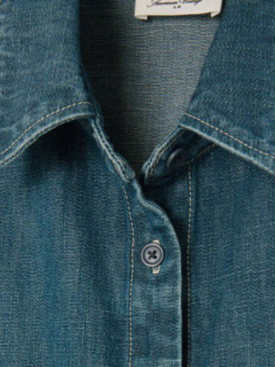 Women's Denim Long Sleeve Shirt Denim Blue