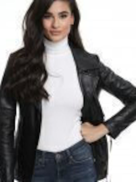 Perfecto Women's Long Lifestyle Leather Jacket for Winter Black