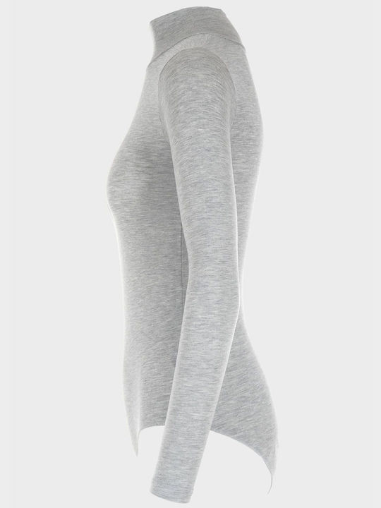 Women's Turtleneck Long Sleeve Bodysuit Gray