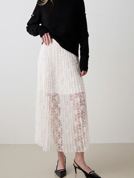 Midi Fustă Off White