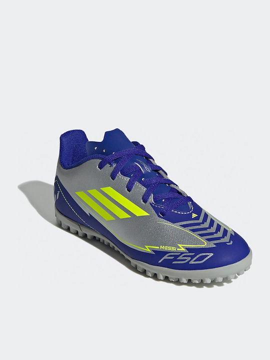Messi F50 Club Tf Kids Turf Soccer Shoes Silver