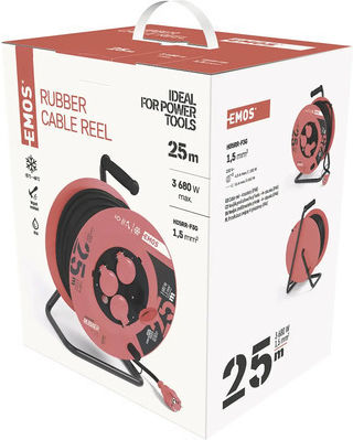 Emos Waterproof Extension Reel Cord 25m Black