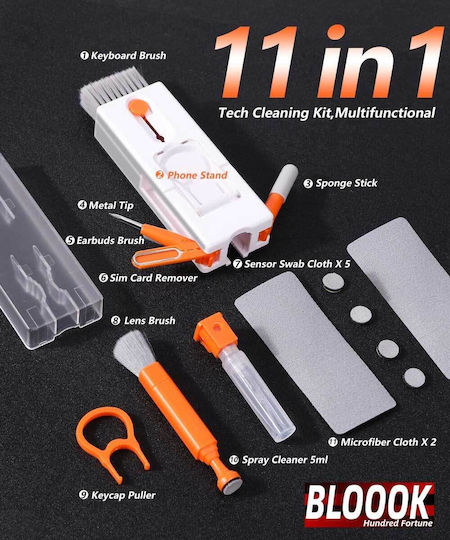 Bloook 11 in 1 Reinigungsset Tastatur Reinigungsbürste Stiftbürste Reinigungstechnologie Gadget Airpods Kopfhörer Laptop Bildschirm Mobiltelefon Ohrhörer Smartphone