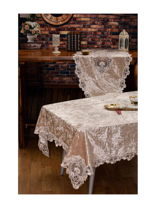 Liolios Home Față de masă Din Mătase Set 3buc Beige-beige