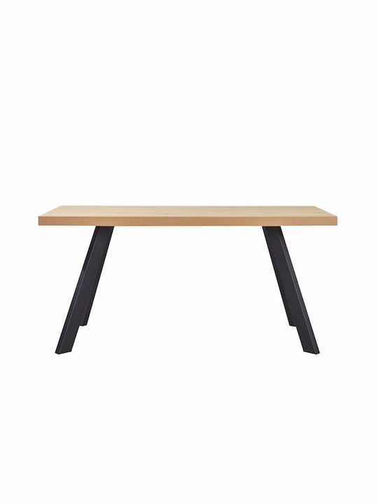 Ville Table Dining Room Wooden with Metal Frame Natural 160x80x76cm
