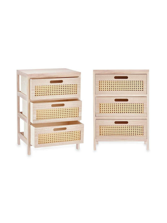Wooden Chest of Drawers with 3 Drawers Natural 40x29x58cm
