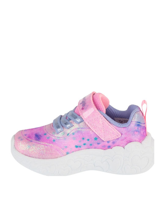 Eternal Heart Kids Sneakers with Hoop & Loop Closure & Lights Pink