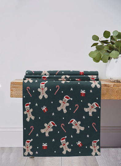 Liolios Home Weihnachtlich Tischtuch Läufer Stoff L150xB45cm.