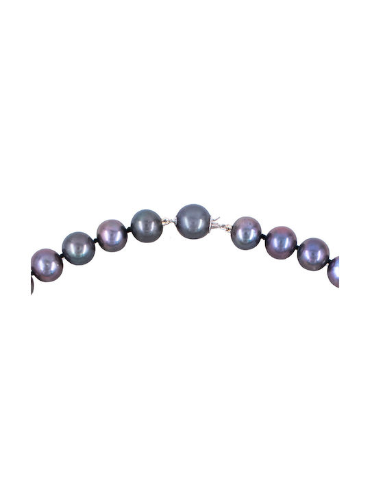 Necklace K18 White Gold Clasp Black Pearls F124755