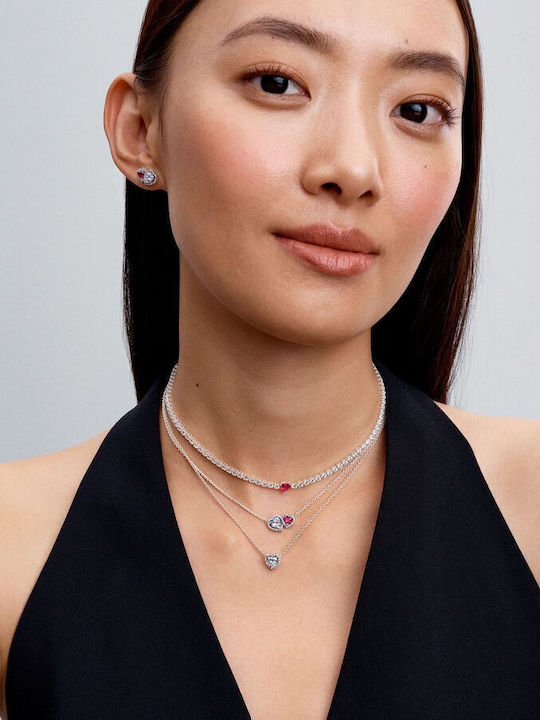 Pandora Necklace with design Heart from Silver with Zircon
