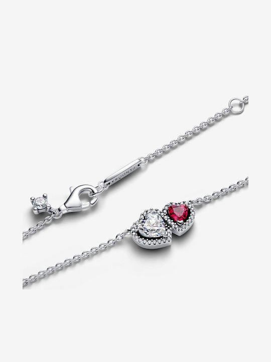 Pandora Necklace with design Heart from Silver with Zircon