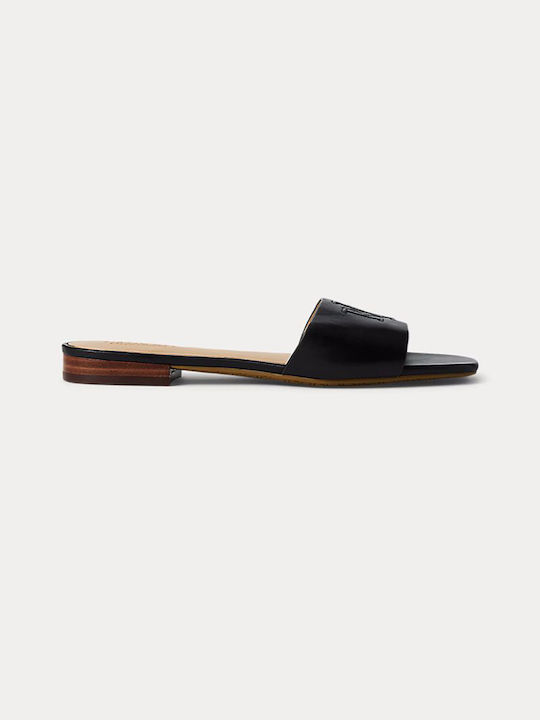 Ralph Lauren Leather Women's Flat Sandals in Black Color