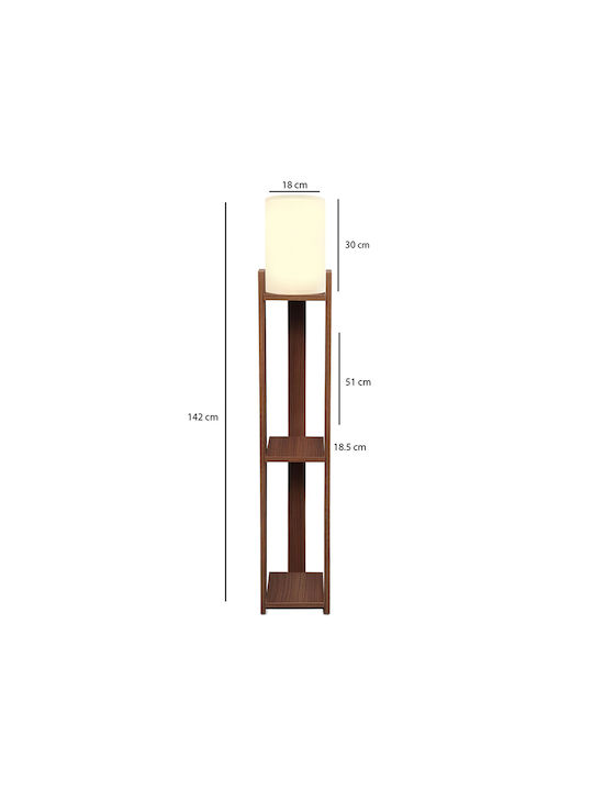 Megapap Verma I Floor Lamp H142xW18.5cm. with Socket for Bulb E27 Beige