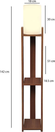 Megapap Verma I Floor Lamp H142xW18.5cm. with Socket for Bulb E27 Beige