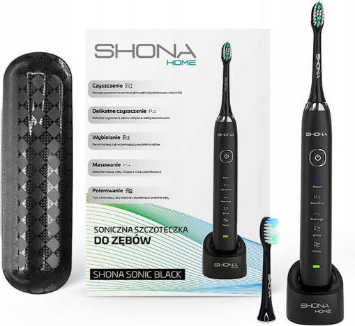 Shona Sonic Ηλεκτρική Οδοντόβουρτσα με Αισθητήρα Πίεσης και Θήκη Ταξιδίου Μαύρη