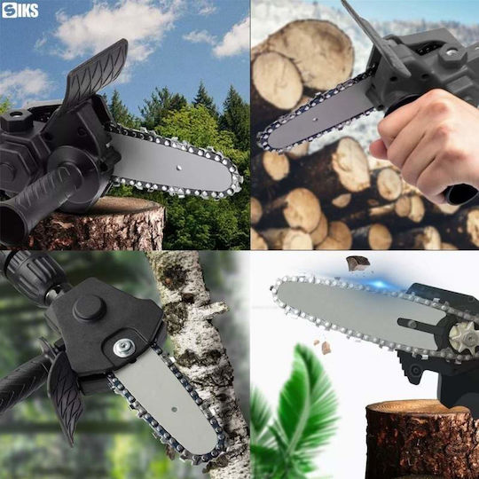 Siks Chainsaw Adapter Electric Drill 6 Inch Chain 1/4 Pitch Multifunctional Portable Wood Accessories Included Black