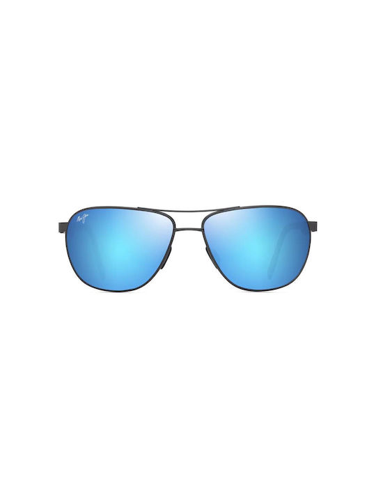 Maui Jim Herren Sonnenbrillen mit Gray Metall Gestell und Blau Polarisiert Spiegel Linse B728-17