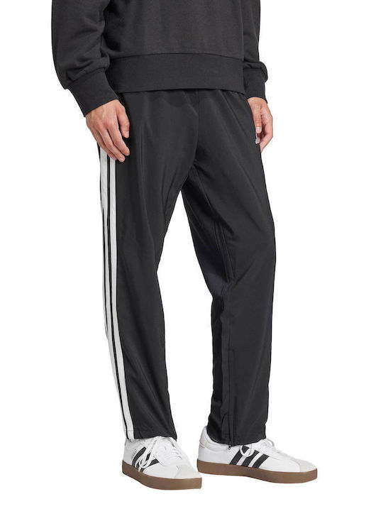 Essentials 3-Stripes Παντελόνι Φόρμας Γυαλιστερό χωρίς Λάστιχο Black