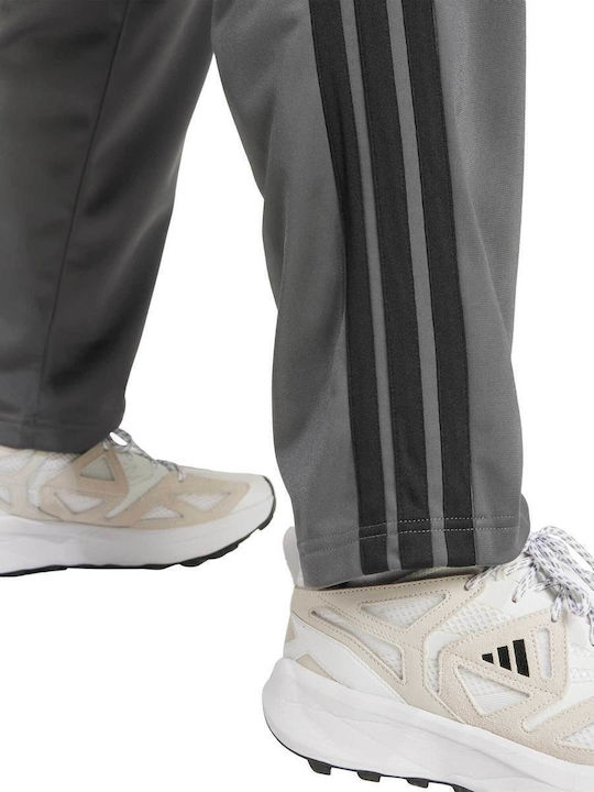 3-Stripes Tricot Παντελόνι Φόρμας Γυαλιστερό χωρίς Λάστιχο Open Grey