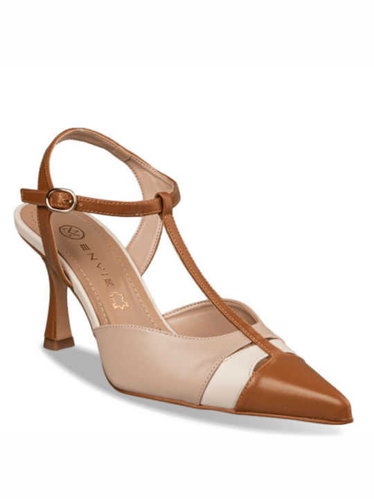 Envie Shoes Brown Heels with Strap Pumps