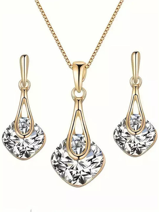Set with Necklace & Earrings from Steel Gold Plated