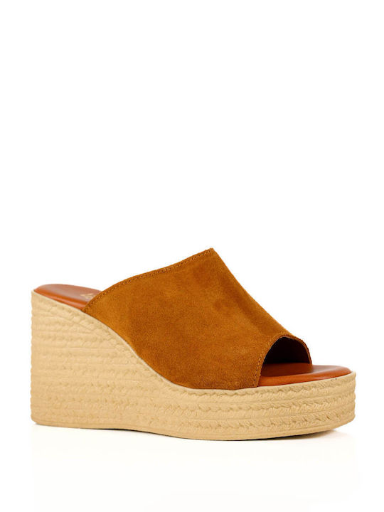 Tan Clog Platforms Suede Fasa