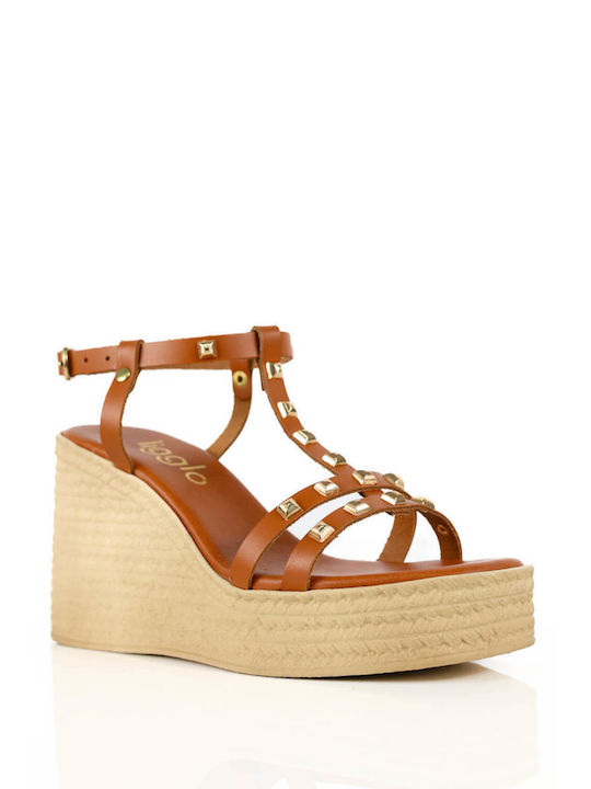 Tan Platforms with Straps & Decorative Studs