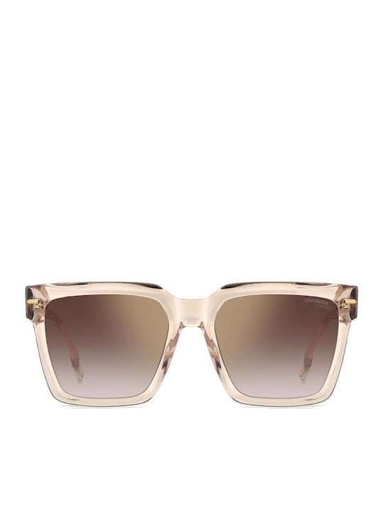 Carrera Women’s Sunglasses With Beige Horn-Rimmed Frame And Grey Gradient Lens 3067/S FWM/YK