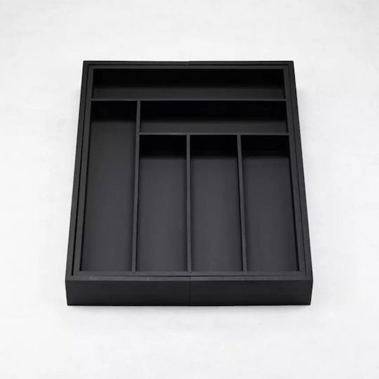 KING Hoff Besteckeinsatz für Schubladen Aufklappbar Hölzernes 31.5x43x5cm Schwarze