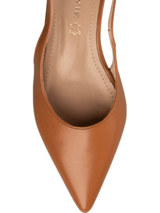 Γυναικείες Μπαλαρίνες Slingback σε Καφέ Χρώμα