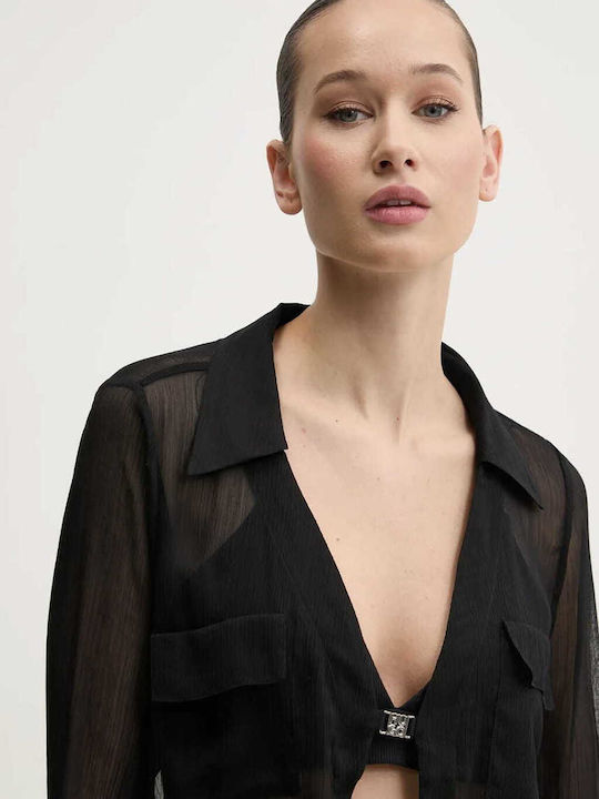 Eleazara Langärmelig Damen Hemd Black