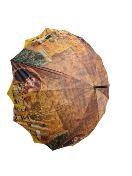 Automatic rain umbrella with double fabric and cane Φ104Χ87 cm, color Art Style Gustav Klimt