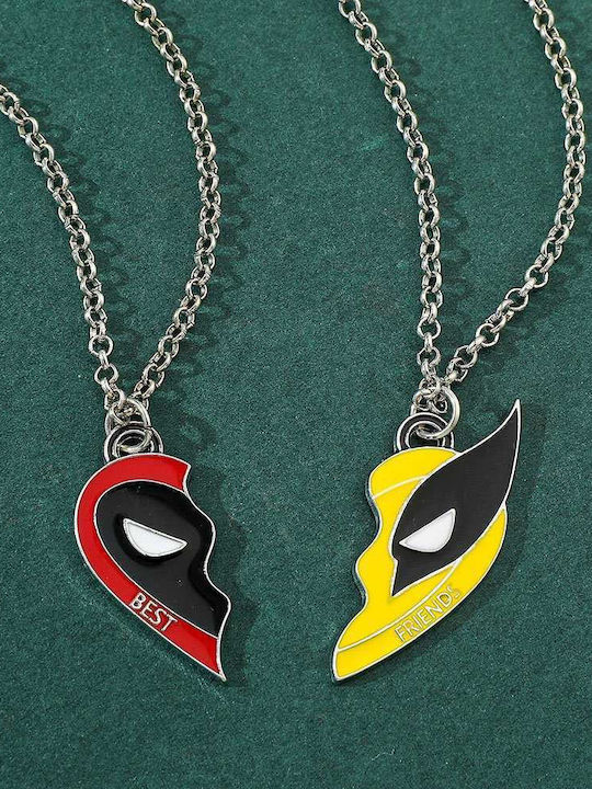 Огърлица Deadpool Wolverine Marvel Комплект Жълт Червен Голям Размер Molfs