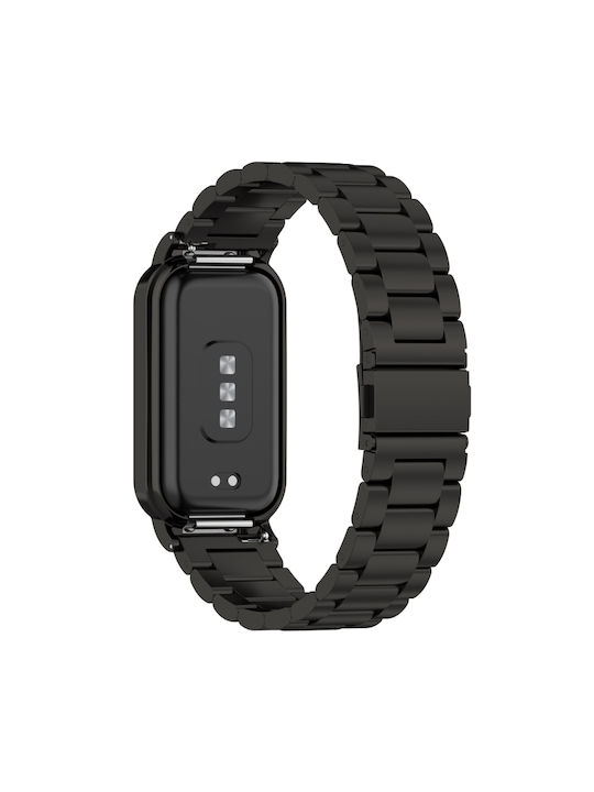 Xiaomi Smart Band 8 Active Three Bead Ανοξείδωτο Ατσάλι Ζώνη Ρολογιού + Μεταλλικό Πλαίσιο Ρολογιού Μαύρο
