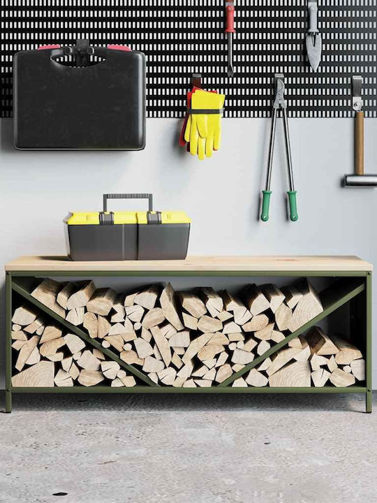 vidaXL Ξύλινο Ράφι Αποθήκευσης Ξύλων 100.5x35.5x40cm Πράσινο