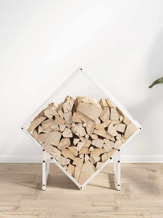 vidaXL Inox Ράφι Αποθήκευσης Ξύλων 60x25x60cm Λευκό