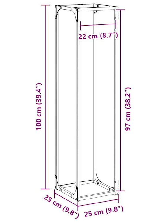 vidaXL Inox Ράφι Αποθήκευσης Ξύλων 25x25x100cm Λευκό