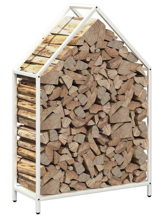 vidaXL Inox Ράφι Αποθήκευσης Ξύλων 60x25x90cm Λευκό