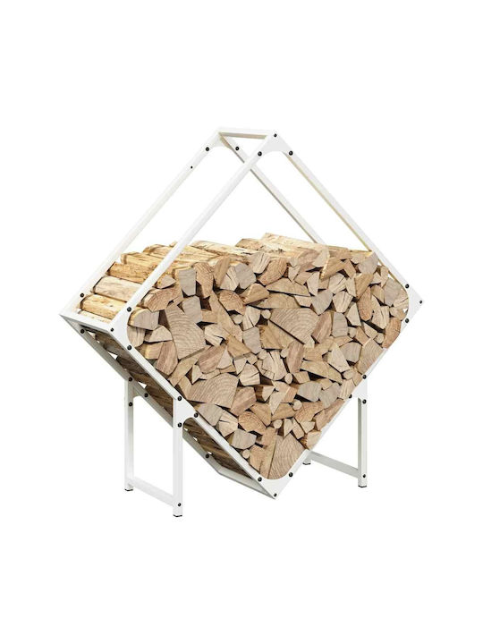 vidaXL Inox Ράφι Αποθήκευσης Ξύλων 80x25x80cm Λευκό