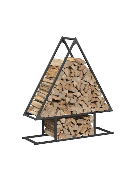vidaXL Inox Ράφι Αποθήκευσης Ξύλων 80x25x90cm Μαύρο