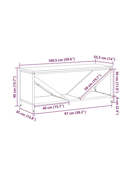 vidaXL Wooden Shelf Wood Storage 100.5x35.5x40cm White