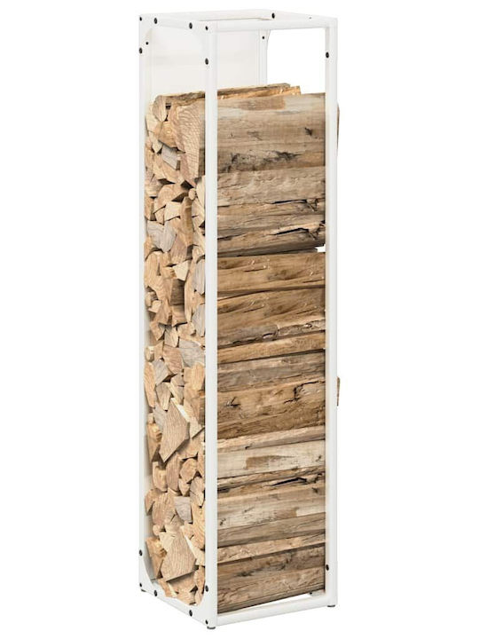 vidaXL Inox Ράφι Αποθήκευσης Ξύλων 25x25x100cm Λευκό